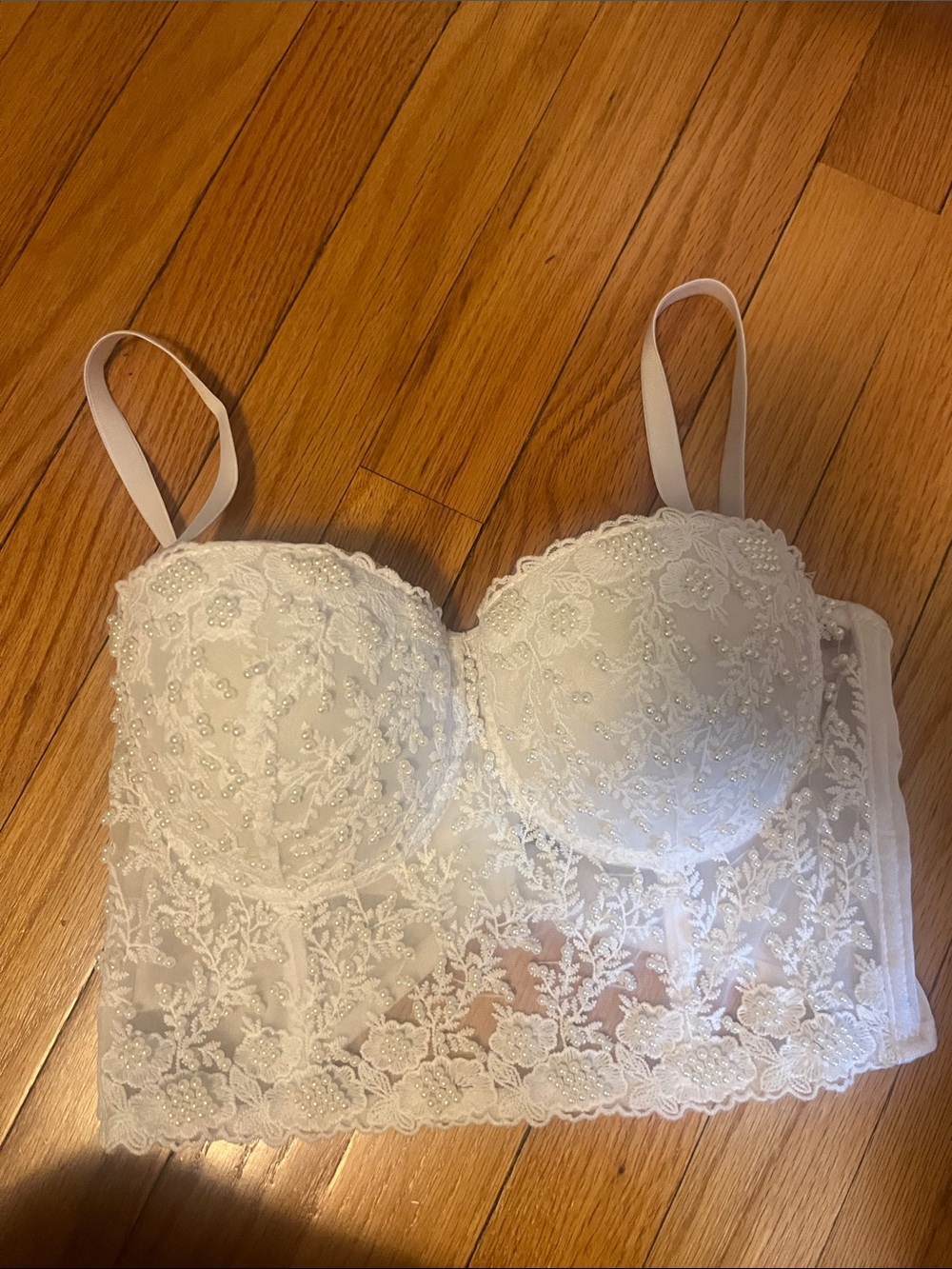WINDSOR Lace Longline Bridal Bustier Bra in White